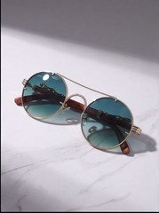 Vintage Round Steampunk Sunglasses Men Women Wood Grain Luxury Brand Fashion UV