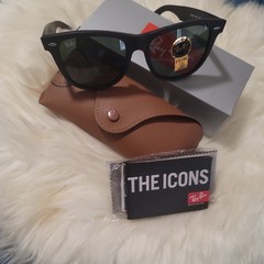 Ray-Ban RB2140 901S/A 54 MM Wayfarer Green Lens Classic Sunglasses Matte Black