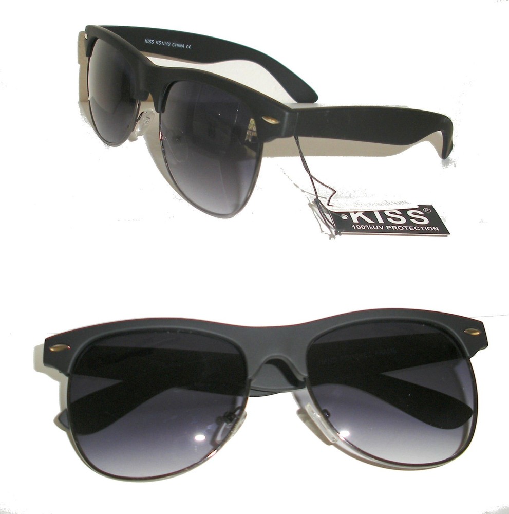 BLACK MATT KISS PLASTIC SUNGLASSES WITH BLACK GRADIENT LENSES 100% UV