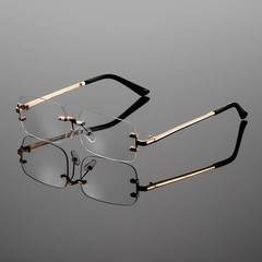 Rimless Rectangle Sunglasses Men Women Vintage Gradient Trendy Design
