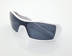 Men’s Sports Wrap Rectangular Sunglasses Matte White Frame Dark Smoke Tint Lens