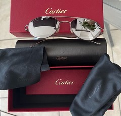 CARTIER 18k Solid White 18k Gold Aviator Sunglasses Retail $10,776 !!!