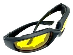 MOTORCYCLE Night Riding Padded Safety Protective SUN GLASSES GOGGLES Yellow Lens