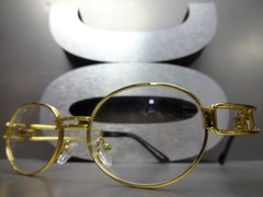 Classy Sophisticated Vintage Retro Style Clear Lens EYE GLASSES Gold Metal Frame