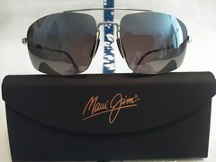 *NEW* Maui Jim Sandalwood Aviator MJ 217- 17 Silver Frame+ Grey Polarized Lenses