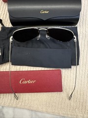 Cartier CT0110S 011 Pilot Aviator Sunglasses Ruthenium Gray 60-14 New Box