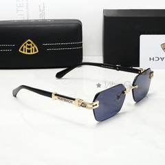 MAYBAC* Rimless Sunglasses Green Gradient Rectangular Geometric Luxury +Case