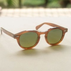Vintage green-yellow polarized sunglasses mens johnny depp dark blonde glasses