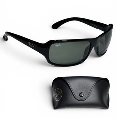 Ray Ban RB4075 601 Sport Polished Black Green G-15 Sunglasses 61-16mm RARE