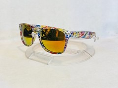 Custom PixelVivid Rainbow Metallic Marble Sunglasses with Gold Mirror Lenses