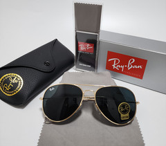 Ray-Ban RB3025 Aviator Pilot Sunglasses Gold Frame Glass Gradient Blue Lens 58mm