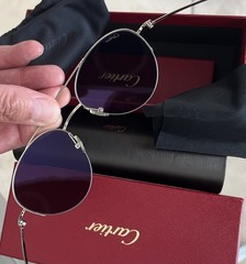 CARTIER 18k Solid White 18k Gold Aviator Sunglasses Retail $10,776 !!!