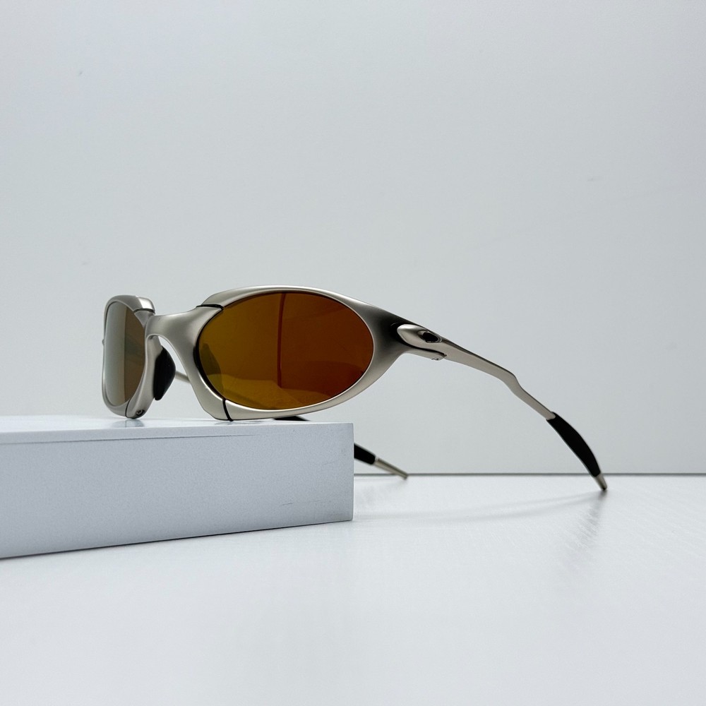 Oakley Romeo X-Metal Sunglasses Silver Frame Brown Lens