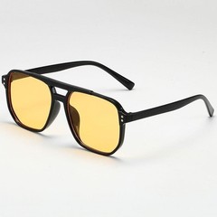 Vintage Square Sunglasses UV400 Men Women Big Frame Designer Shades Black Lens