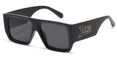 Locs Men’s Flat Top Oversized Square Black Frame Big Logo Smoke Lens Sunglasses