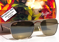 Maui Jim NAAUAO Shiny Gold & Red POLARIZED HCL Bronze Lens Sunglass H675-16