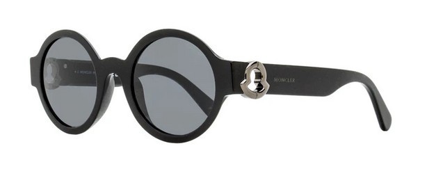 Authentic MONCLER Atriom ML0243 01A Shiny Black w/Gray Lens Round Sunglasses