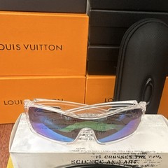 Oakley Men’s Batwolf Wrap Sunglasses Clear Frame Blue Mirrored Lens 127mm