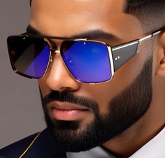 Oversized Square Pilot Style Sunglasses Metal Retro Rimless Men Women Fashion