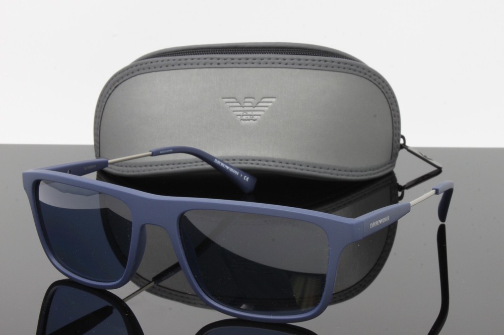Emporio Armani Sunglasses Men’s Square EA4151 575480 Matte Blue 56mm Blue Lens