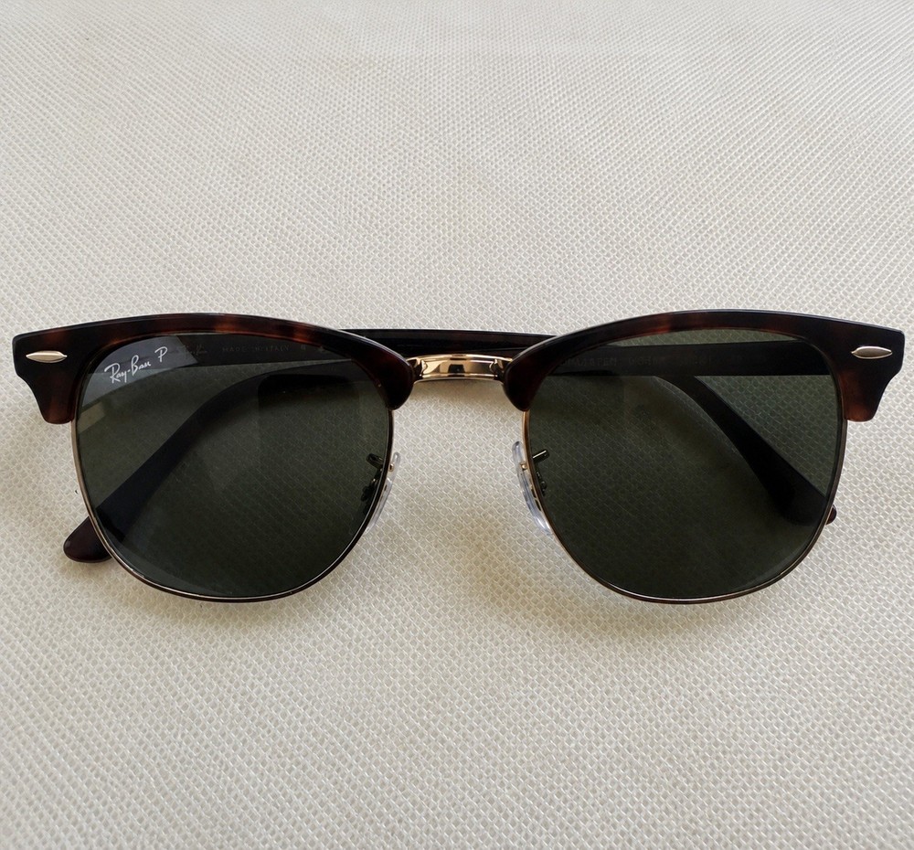 Ray Ban Clubmaster RB3016 Unisex Round Sunglasses – Polished Mork Tortoise/Green