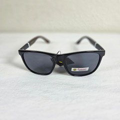 Biohazard Sunglasses Black Square Frame Wood Grain Arms UV400 Protection NEW