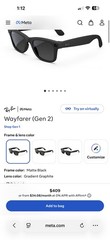 Ray-Ban Meta Wayfarer Gen 2 RW4012 Matte Black w/Gradient Graphite lenses NEW