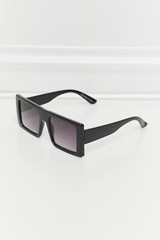 All Black Rectangular Polycarbonate Sunglasses