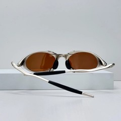 Oakley Romeo X-Metal Sunglasses Silver Frame Brown Lens