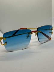 Cartier Big C Without Diamond cut Blue Frameless Lens with Gold Frame