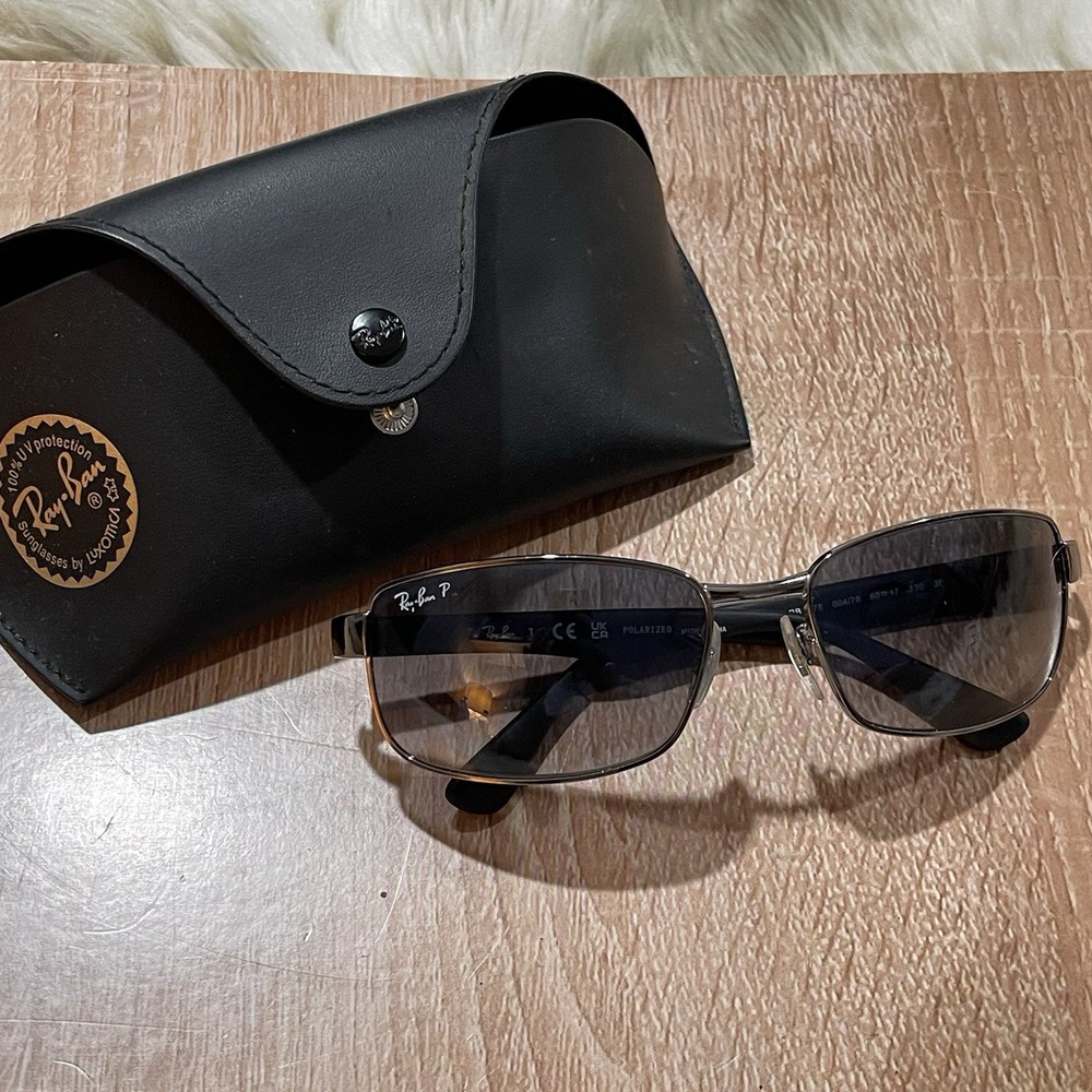Ray Ban Gunmetal & Black w/ Grey Blue Lens Sunglass RB3478 004