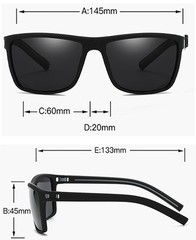 Men’s Square Black Mirrored Sunglasses Plastic Frame 60mm Lens 133mm Arm
