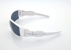 Men’s Sports Wrap Rectangular Sunglasses Matte White Frame Dark Smoke Tint Lens