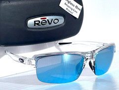 NEW REVO CRUX N Crystal Clear POLARIZED Blue Water Lens Sunglass RE 4066 09 BL