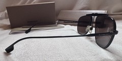 AUTHENTIC BURBERRY Sunglasses B 3121 Square Irregular Black Aviator Check BE3121