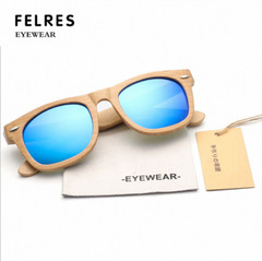 FELRES Handmade Unisex Bamboo Wood Polarized Sunglasses Wooden Frame Glasses