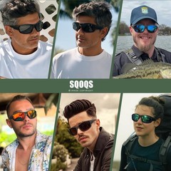 SQOQS Polarized Sports Sunglasses Men UV400 Protection Lightweight Wrap Around