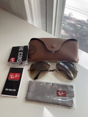 Ray-Ban Sunglasses RB3025 Aviator Gradient Gold Frame Light Brown Lens 58mm