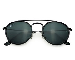 Ray-Ban Sunglasses RB3647N Round Double Bridge Black Frame Blue Grey Lens 51mm