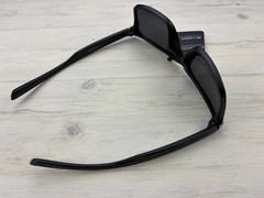 Polarized Sunglasses Black Frame Charcoal Wood Grain Look Temples Gray Lens
