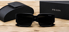 PRADA Oversized Square Sunglasses Black Frame/Black