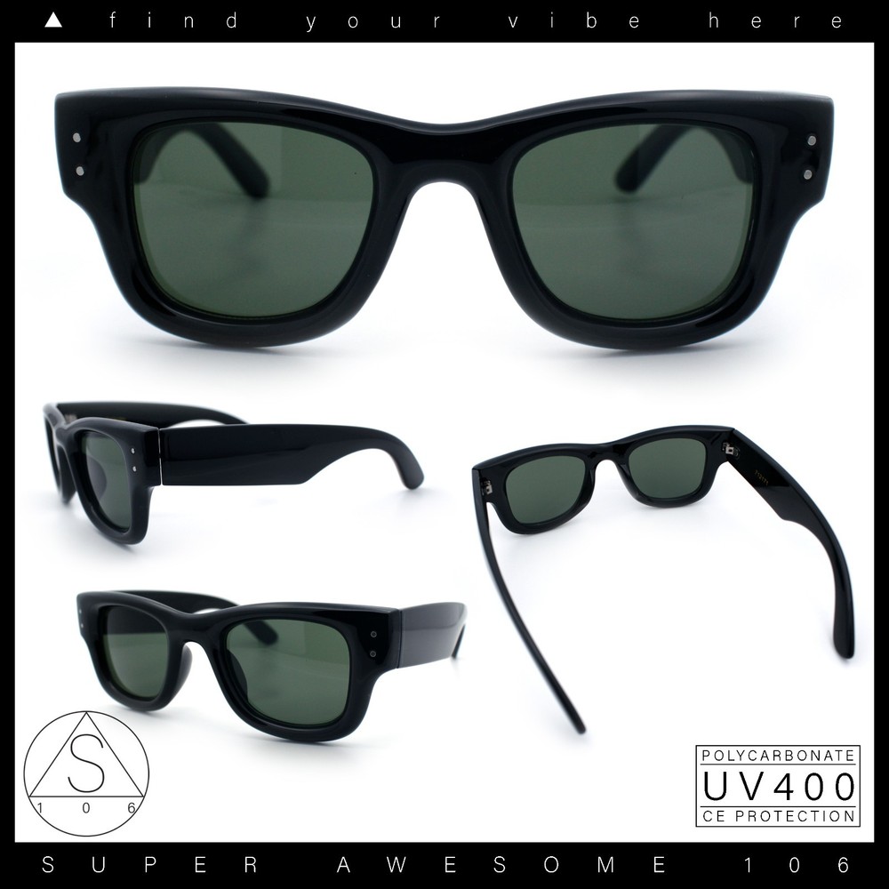 Classic Square Mens Sunglasses UV400 Protection Retro Thick Fat Bevel Frame
