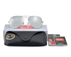 Ray-Ban Sunglasses RB3025 Aviator Mirror Silver Frame Silver Mirror Lenses 58mm
