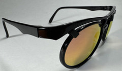 Bolle’ Reflective light Sunglasses Black 705 Oval Nylon Orange Mirror Lenses NOS