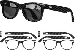 Ray-Ban Meta Wayfarer Gen1/2 Frame Skin 3M Vinyl Wrap Carbon Fiber 2pc RW4006
