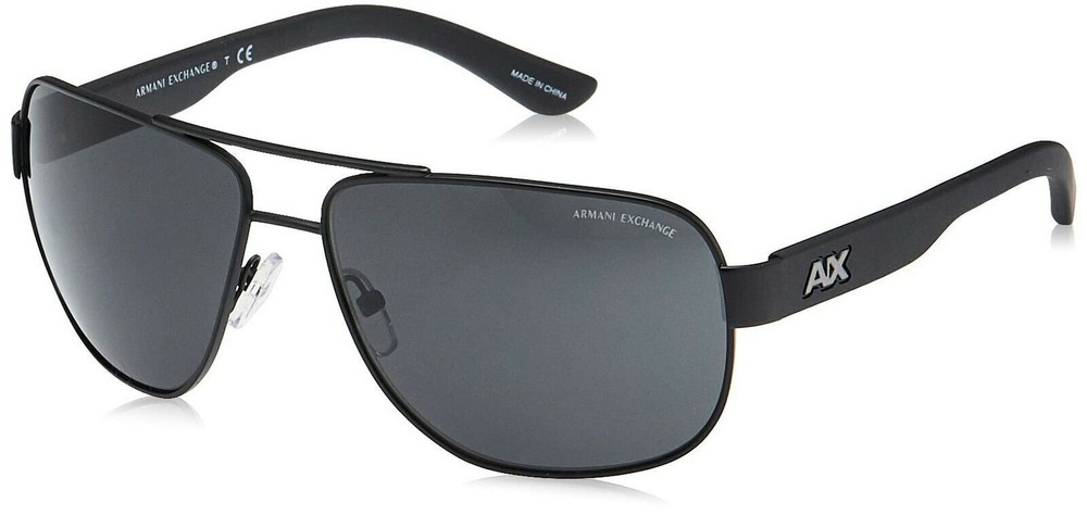 A|X Armani Exchange Men’s AX2012S Rectangular Metal Sunglasses, Satin Black