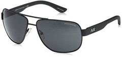 A|X Armani Exchange Men’s AX2012S Rectangular Metal Sunglasses, Satin Black