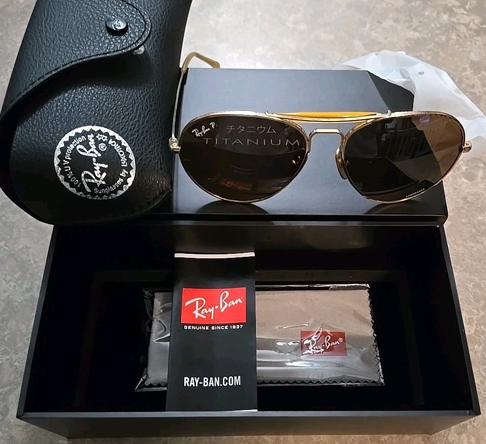 🔥 RAY-BAN Pilot TITANIUM POLAR CHROMANCE Round Sunglasses – RB8063 M 55-16mm