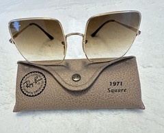 Ray-Ban Square 1971 Classic Sunglasses – Polished Gold Frame with Light Brown…
