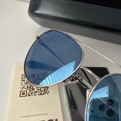 Coach 900445 Metal Pilot Aviator Shiny Gunmetal Blue Sunglasses 57 16 140 3N